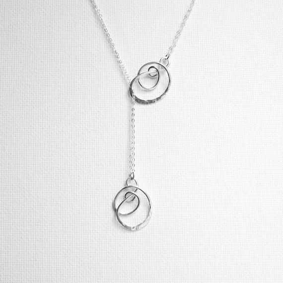 Lariat Necklace Sterling Silver Lariat Hammered Silver | Etsy