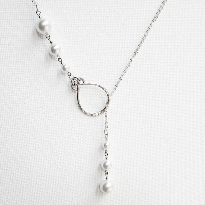 Pearl Necklace Lariat Necklace Pearl Drop Necklace Pearl Etsy