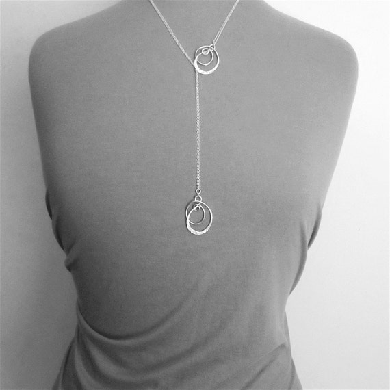 Long Y Necklace Sterling Silver Long Necklace Modern Necklace Etsy
