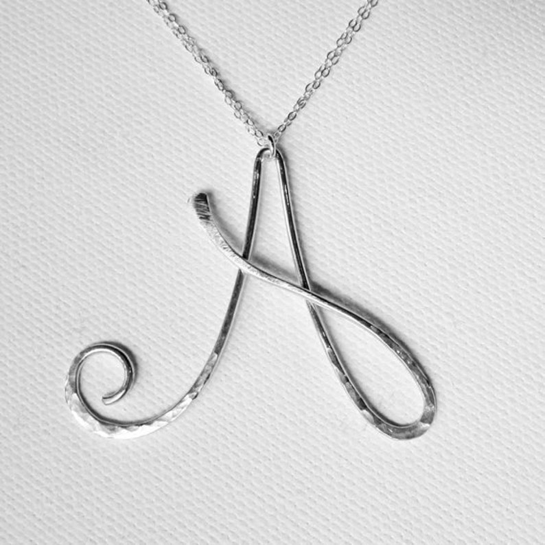 Letter Necklace Silver Letter A Necklace Personalized Necklace Etsy