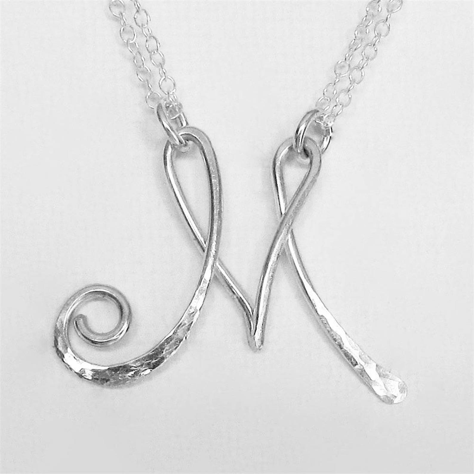 Letter Necklace Personalized Necklace Large Letter M Necklace Etsy