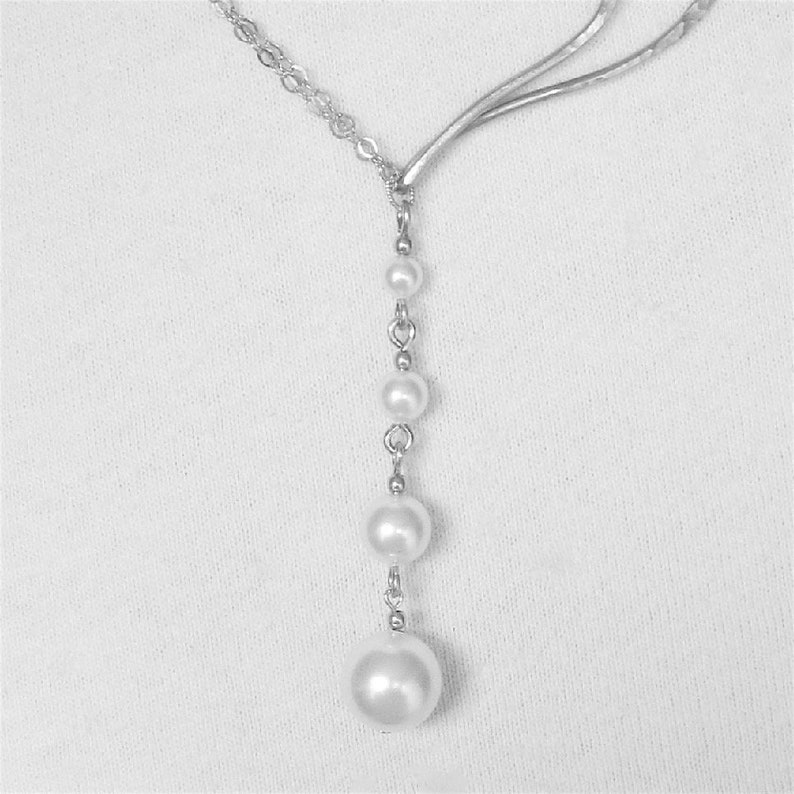 Rose Gold Filled Necklace Gold Lariat Necklace Lariat Pearl Necklace Hammered Gold Jewelry Gold Leaf Necklace Sterling Silver Pearl Lariat