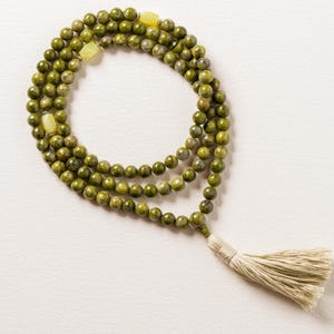 Green Tara Mala Necklace 108 Beads | Prayer Beads | Tassel Mala | Buddhist Meditation | Yoga Necklace  | Natural Stones  | Handmade Mala USA
