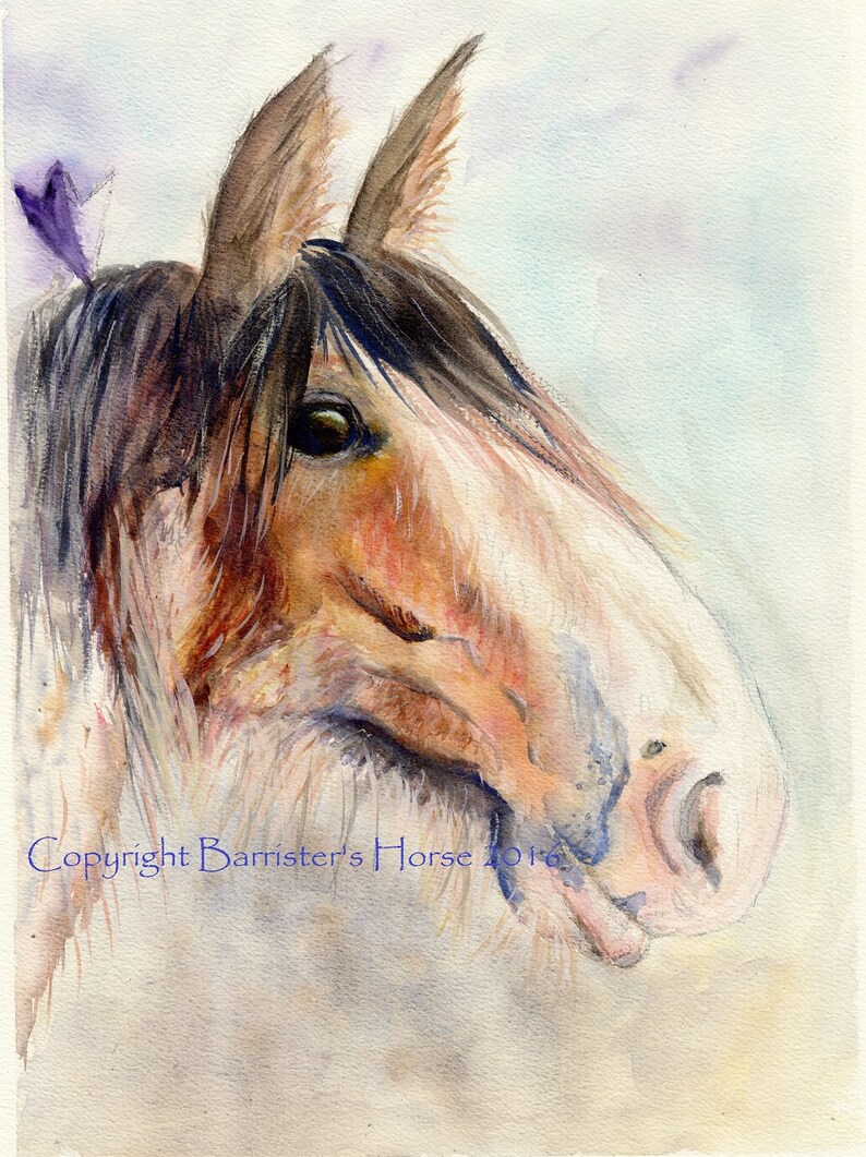 Clydesdale Horse, beaux-arts équestres, Giclee Aquarelle Painting Print A4. Encres de qualité archivistique image 1