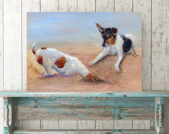 JACK RUSSELL Terrier, Fine Art Giclée Drucke von meiner Acryl auf Leinen Malerei. HUND Wandbild