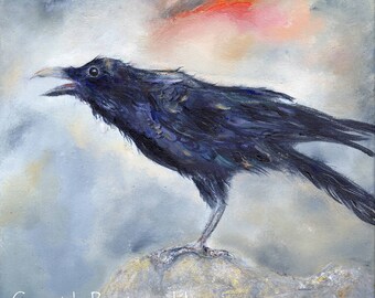 STONEHENGE RAVEN, fine art giclee prints. Bird Wall Art