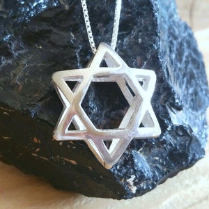 Collier étoile de David 3D en argent sterling : pendentif Magen juif