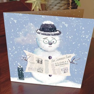 The Snowman Times - Biglietti di Natale spiritosi - confezione da 10 biglietti piegati FSC (buste in carta kraft riciclata)