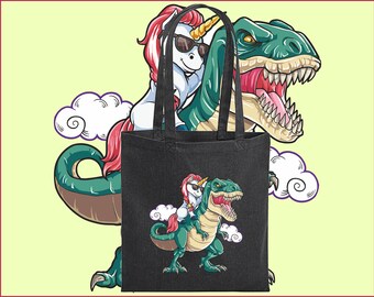 Recycling Tasche - Einhorn reitet auf T-Rex