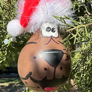 Christmas Dog Ornament. Hand-painted Dog Ornament. Christmas Ornament Handmade. Dog Lightbulb Ornament.
