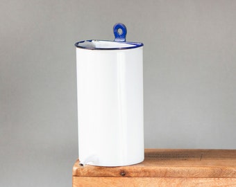 Vintage White Enamel Pitcher Jug: Scandinavian Farmhouse Decor