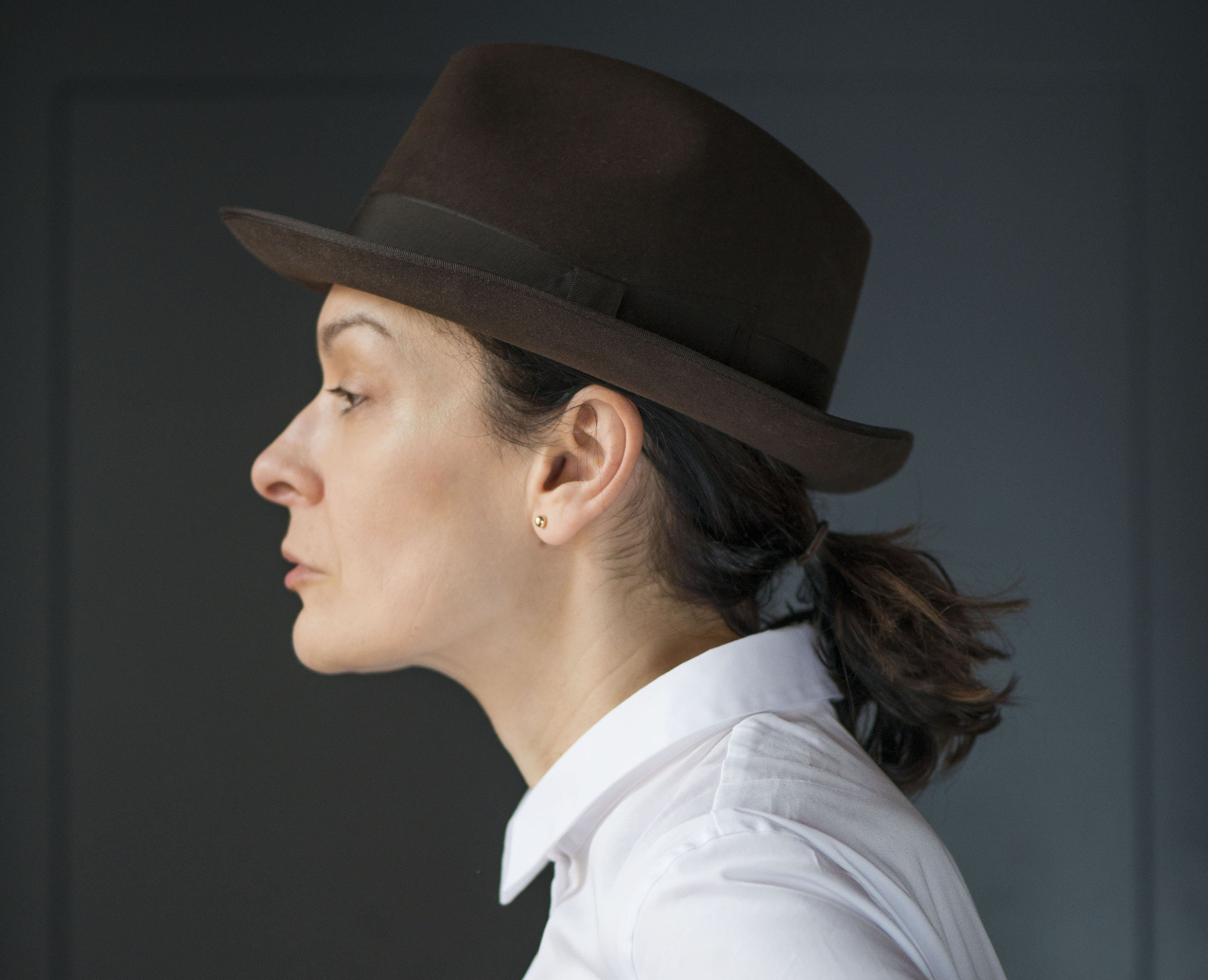 brown felt trilby