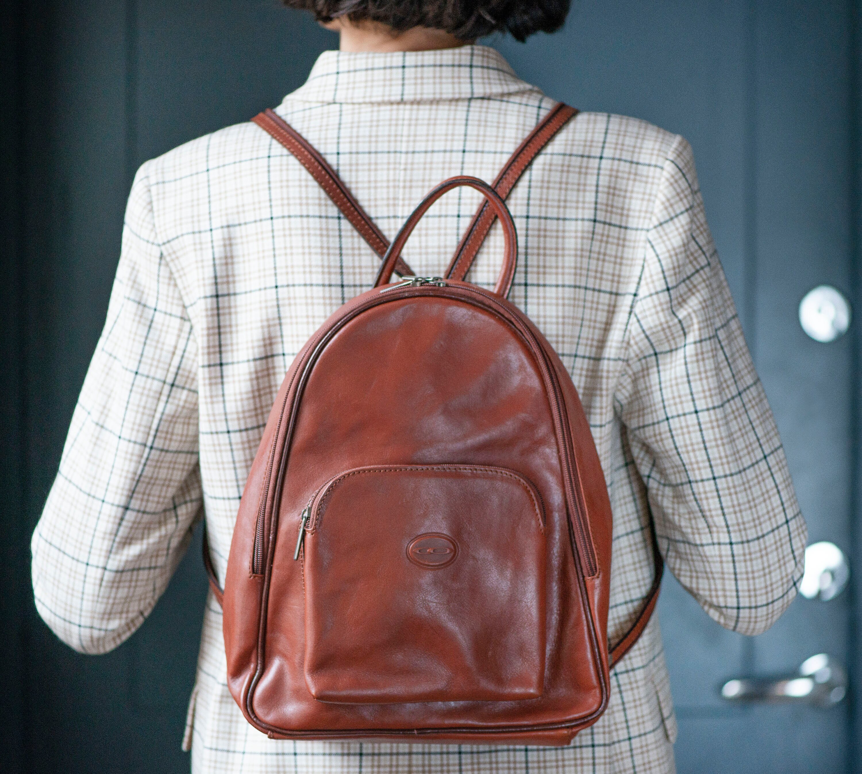 sturdy leather backpack