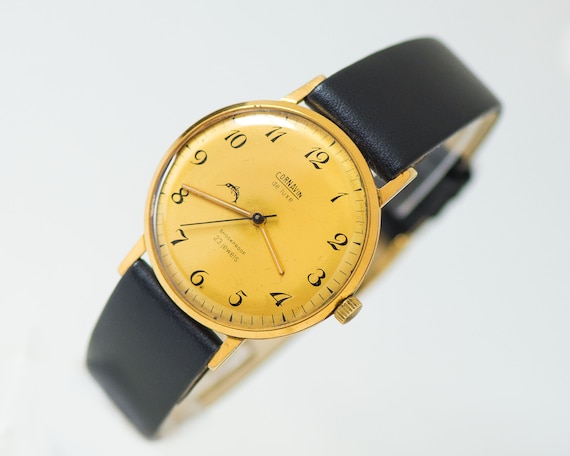 Men Wristwatch Cornavin De Luxe Yellow. Gold Plated Watch Slim Unisex. Tomboy Watch Limited Edition. Oversized Watch Her. New Premium Strap Etsy Canada