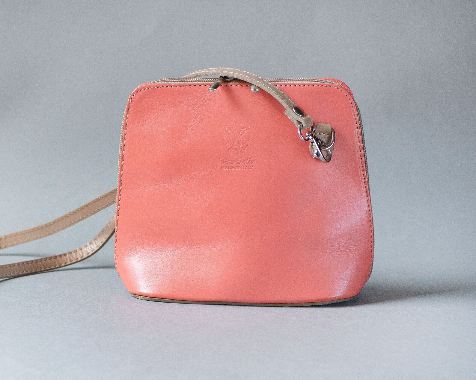 Light Pink Crossbody Bag Small Genuine Leather. Vintage - Etsy
