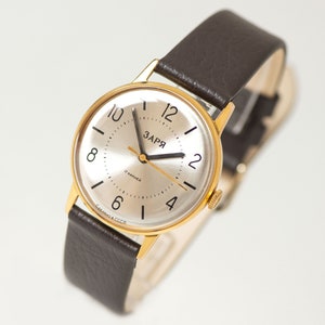 Vintage ZARIA Watch: Gold Plated, Oversized, New Leather Strap