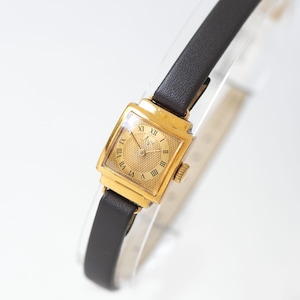 Vintage Gold Plated Ladies Watch: Square Cocktail Dress Watch, Roman Numerals