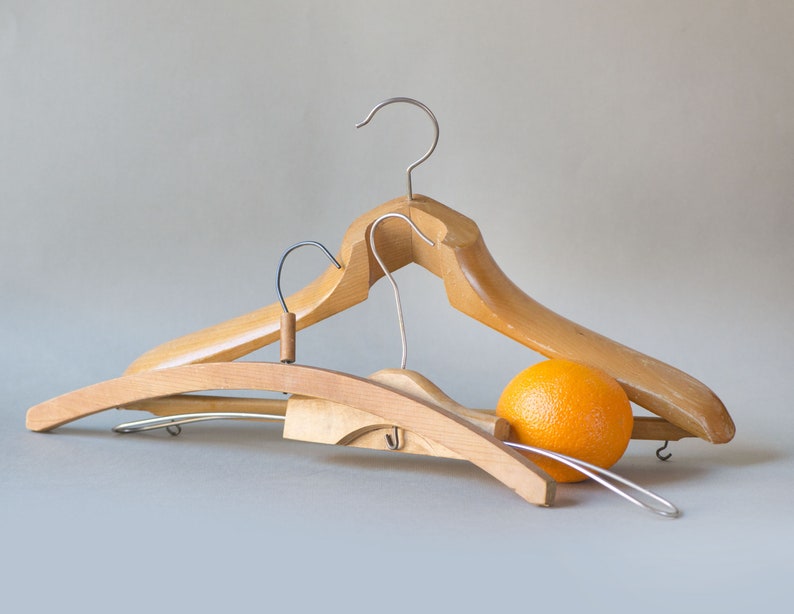 Vintage Wooden Coat Hangers. Retro Shops Hangers Set of 3. Etsy
