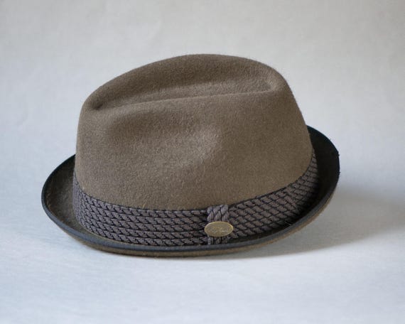 Brown Felt Wool Hat for Men Vintage. Vintage Stingy Brim 