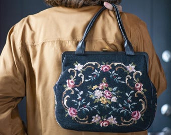 Sac Seau Bohème En Cuir Avec Broderies - Style Ethnique - Occasion