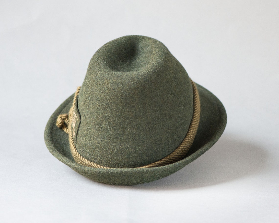 Moss green hunting hat unisex. Vintage wool felt fedora from | Etsy