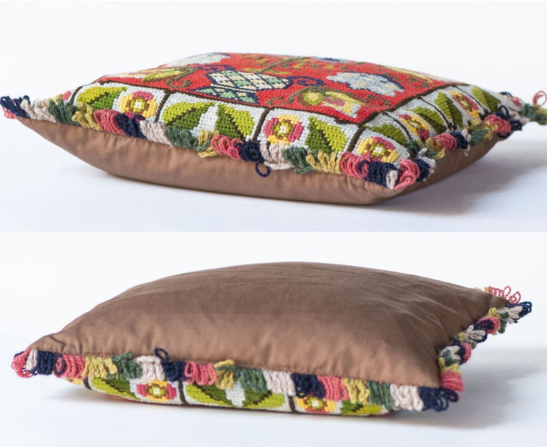 Tulips Flower Pillow Cover Scandinavian Cross Stitch Pillow Etsy