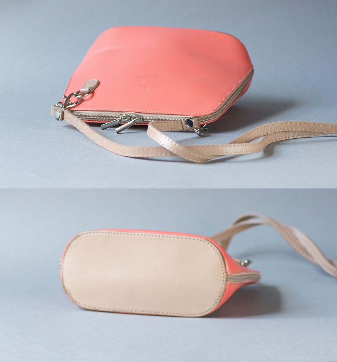 Light Pink Crossbody Bag Small Genuine Leather. Vintage - Etsy