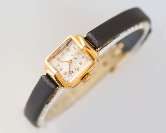 gold rectangle womens watch