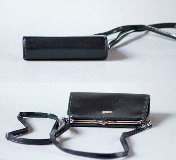 Framed women's cross body purse black faux leathe… - image 5