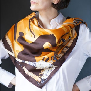 Vintage Windsor Silk Scarf: Equestrian Print Shawl, Made in Italy