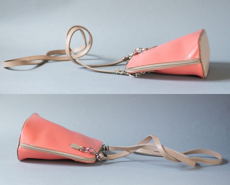 Light Pink Crossbody Bag Small Genuine Leather. Vintage - Etsy