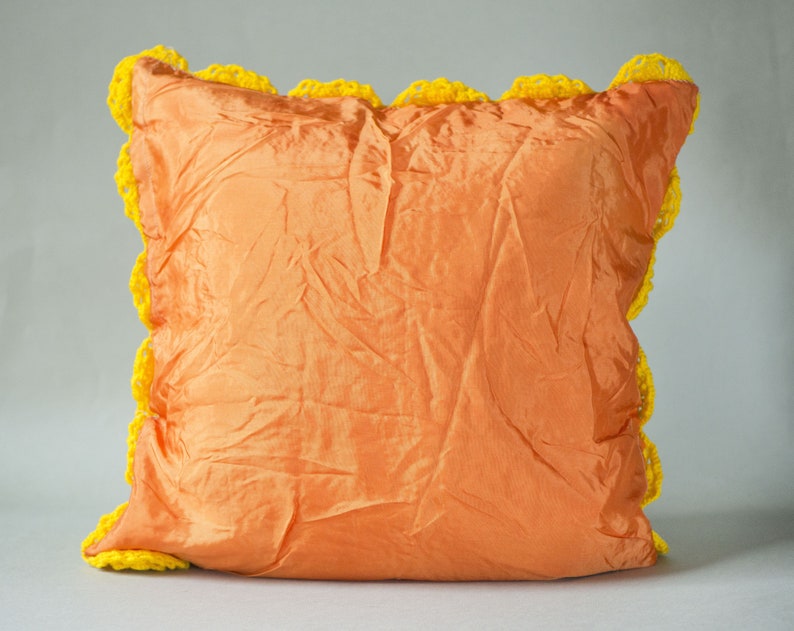 Yellow Crocheted Pillow Roses. Handmade Vintage Scandinavian Etsy