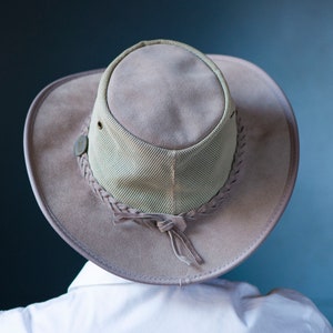 Vintage Suede Drover Hat: Wide Brim Canvas Cowboy Hat, Medium