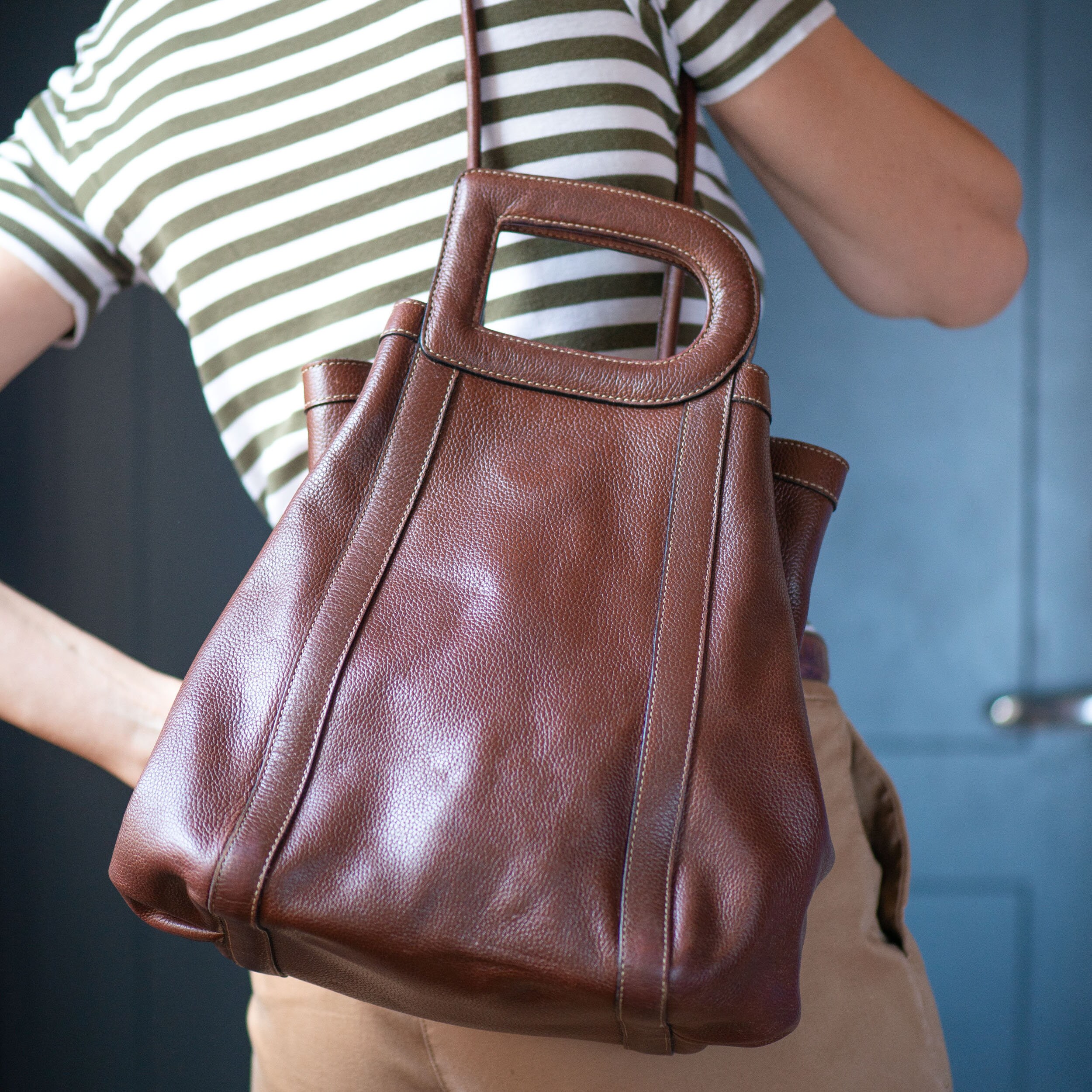 Delvaux Grained Leather Top-Handle Bag, Authentic & Vintage