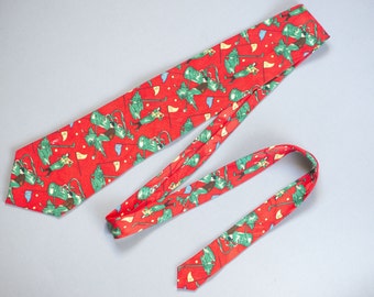 Fun Red Green Vintage Tie - Golf Players Tie Wide – Men’s Neckties Tie - 100% Silk Necktie Hand Made – Stylish Men Tie - BDay Gift Him