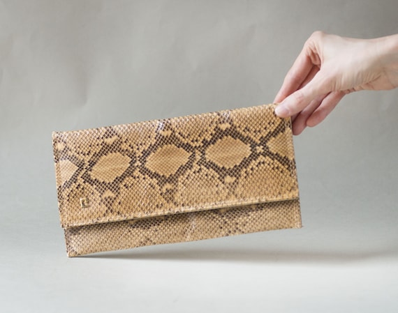 Vintage Snakeskin Leather Imitation Clutch Purse.beige Pouch Envelope Minimalist. Lizard Clutch Bag Retro. Rectangular Purse Slim Clutch Etsy UK