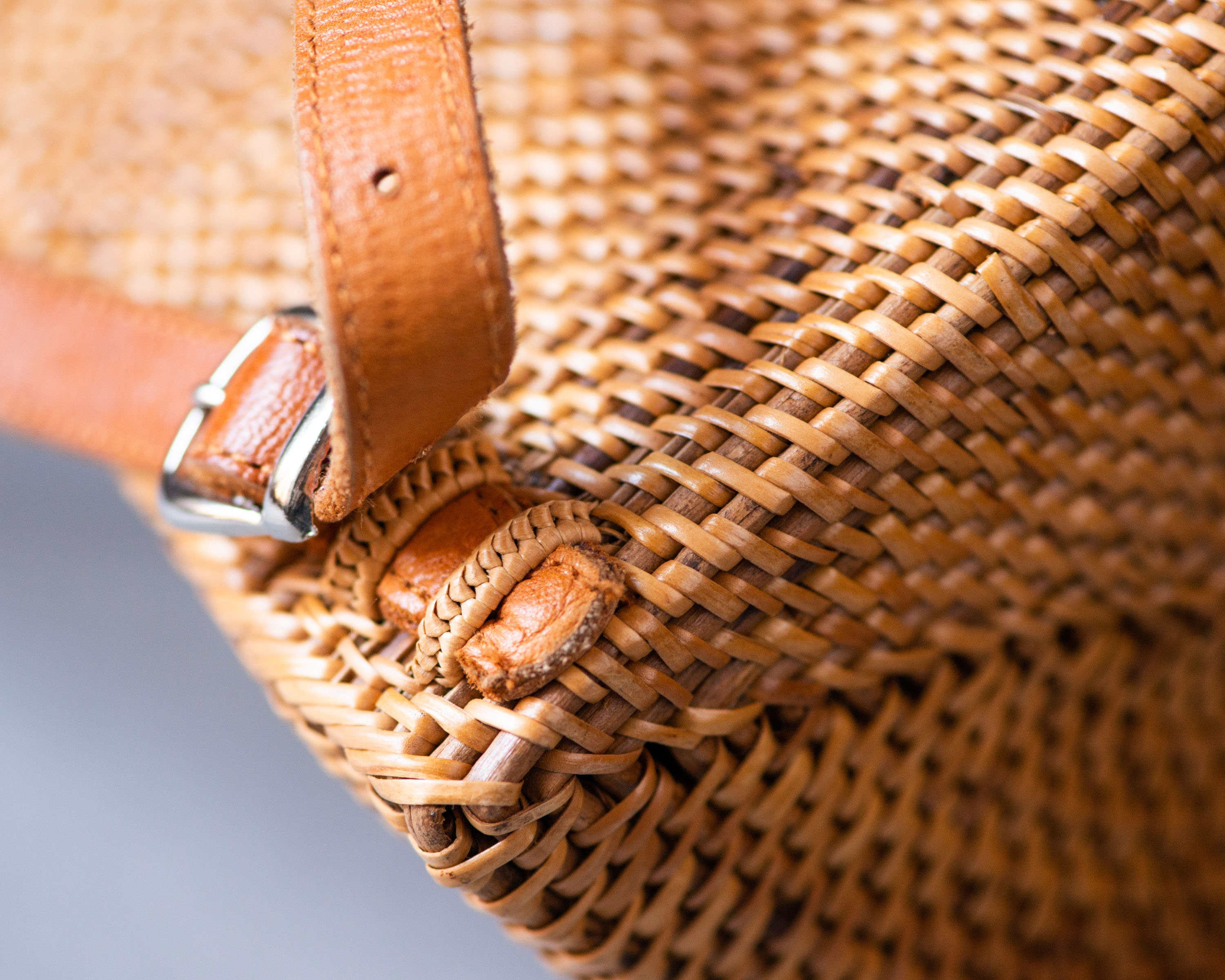 Small wicker boho purse/backpack! Woven Rattan Backpack for Women Summer Bag. Boho Style Small  main image 4