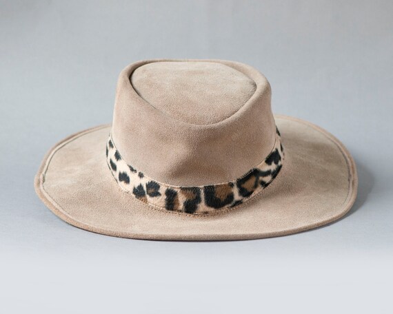 Beige Sandy Suede Wide Brim Hat. Vintage Suede Fe… - image 4