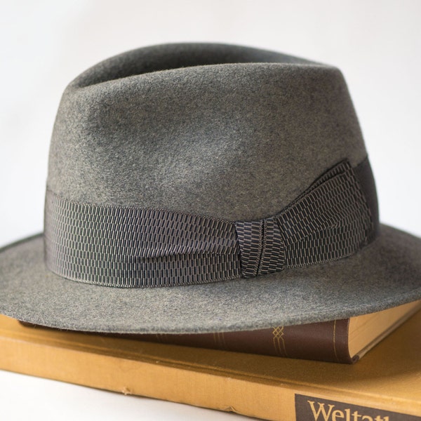 Vintage men's fedora grey – felt gray gent's hat France made – men's stingy brim hat wool – small fedora fashion - unisex hat autumn winter