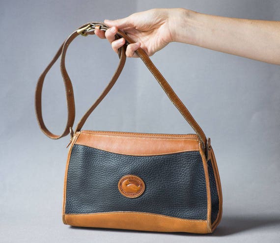 dooney and bourke black and tan leather purse