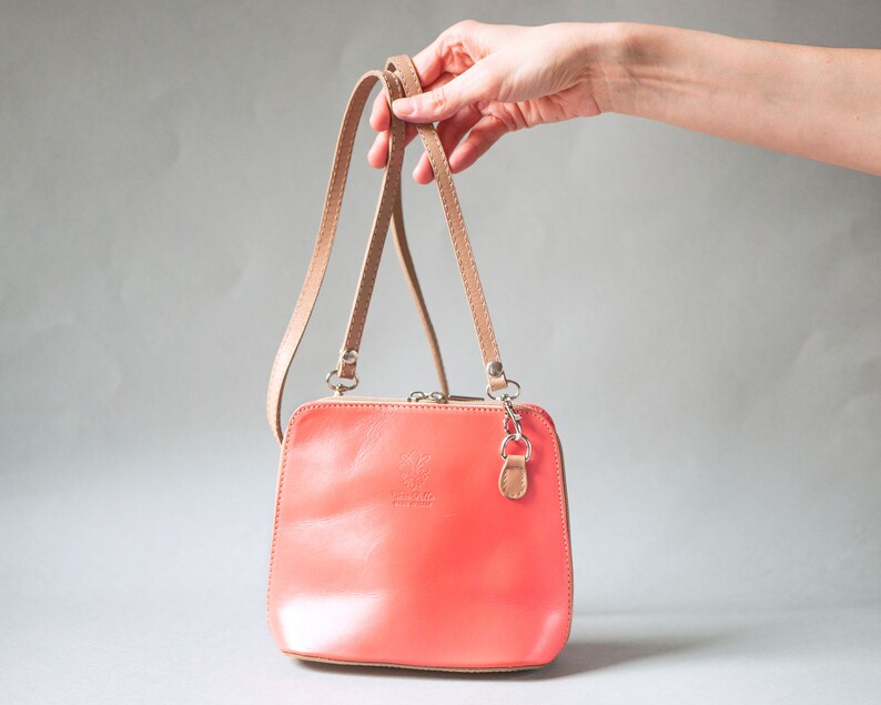 Light Pink Crossbody Bag Small Genuine Leather. Vintage - Etsy