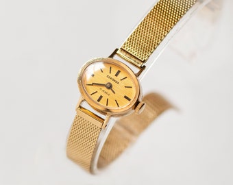 Reloj de pulsera de cóctel SEKONDA para mujer. Reloj vintage para dama chapado en oro. Esfera minimalista, reloj clásico, elegante pulsera, joyería, regalo de graduación.