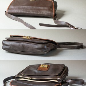 Soft Leather Crossbody Bag for Lady Dark Brown. Vintage Minimalist Shoulder Bag Genuine Leather. Saddle Bag City Fashion 90s W. Germany Gift image 7