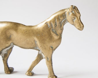 Vintage hästfigur i mässing, ridheminredning (70-talet)