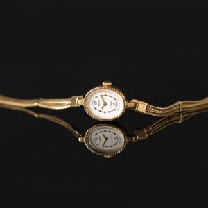 Delicate cocktail watch for women CHAIKA gold plated. Tiny bracelet vintage lady watch graduation gift. Micro watch authentic jewelry