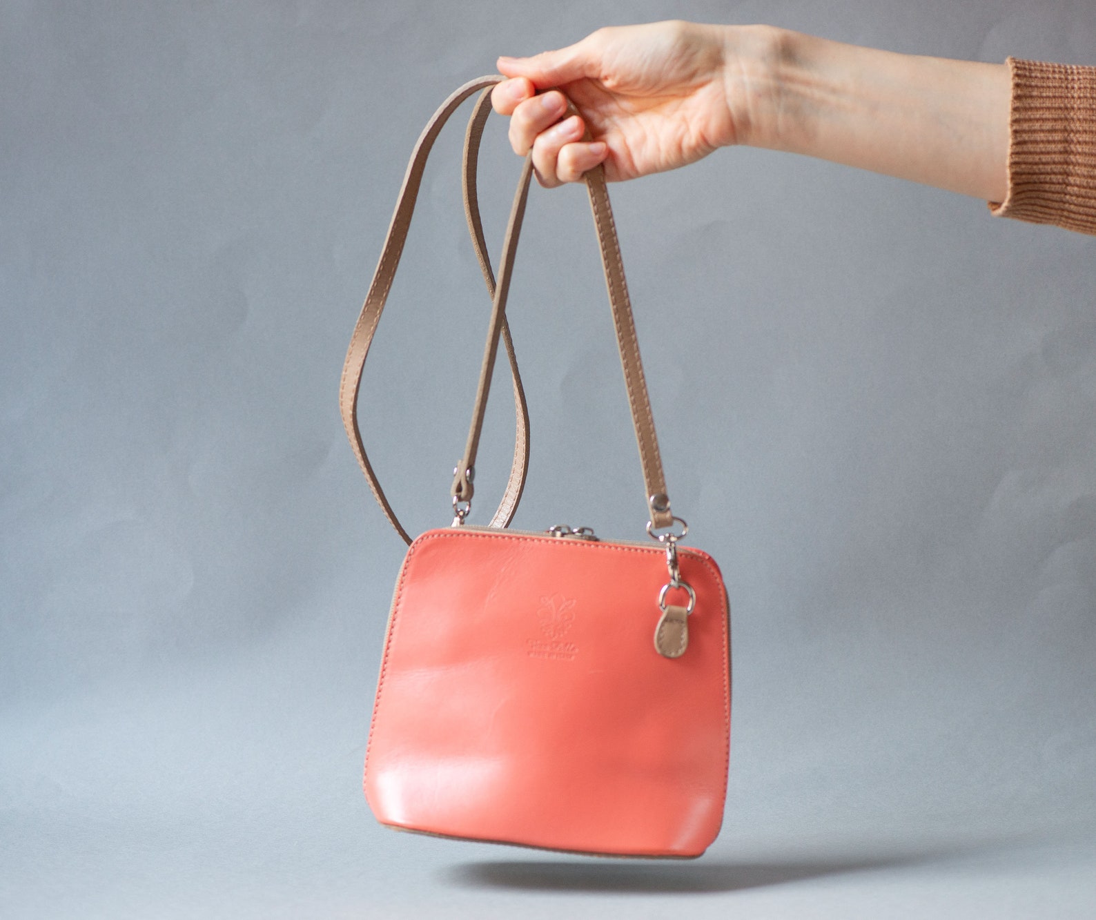 Light Pink Crossbody Bag Small Genuine Leather. Vintage - Etsy