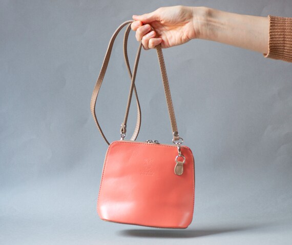 Light Pink Crossbody Bag Small Genuine Leather. V… - image 3