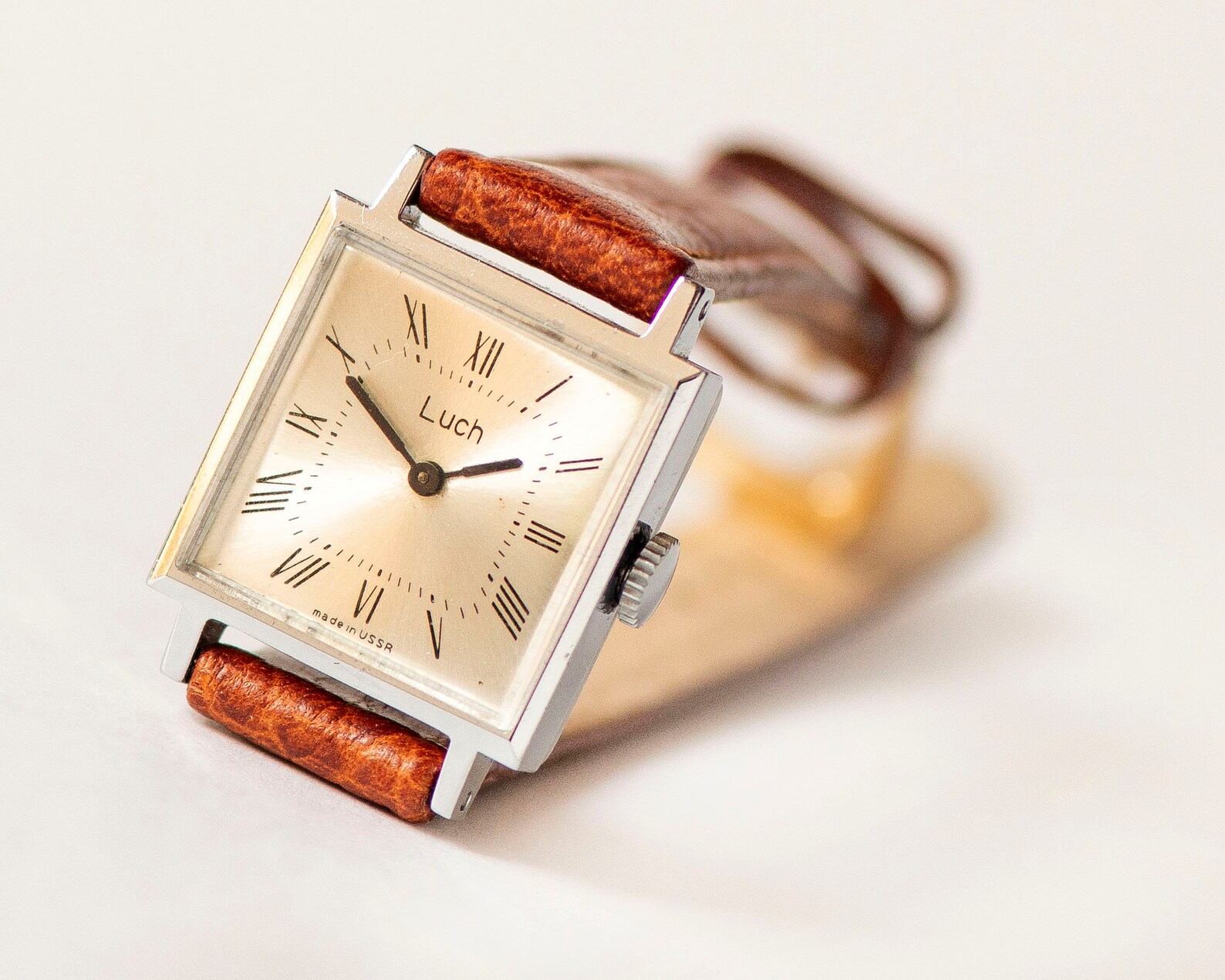 Square women watch Roman numerals dial LUCH. Vintage watch for Etsy