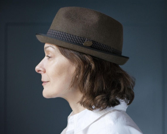 Vintage festival hat wool hat Brown Cable Festival Hat - Nuts | Dant main image 4