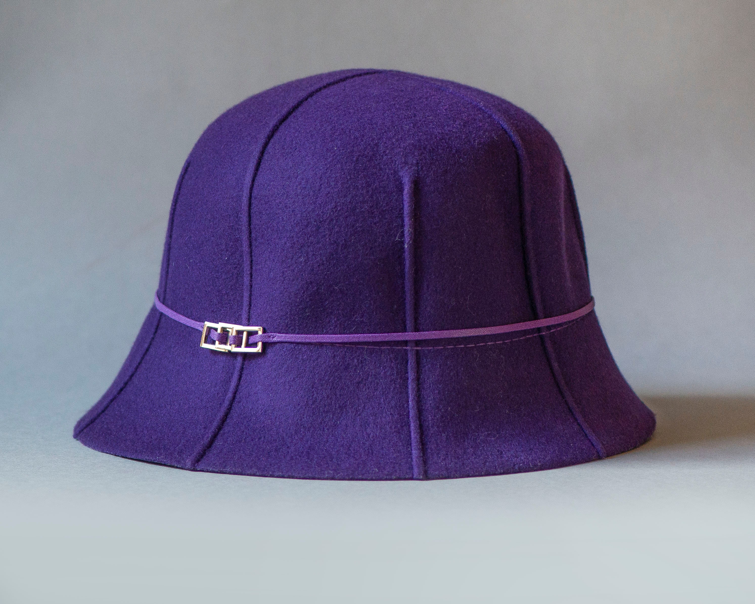 Handcrafted Boiled Wool Cloche hat purple Bucket Women main image 3